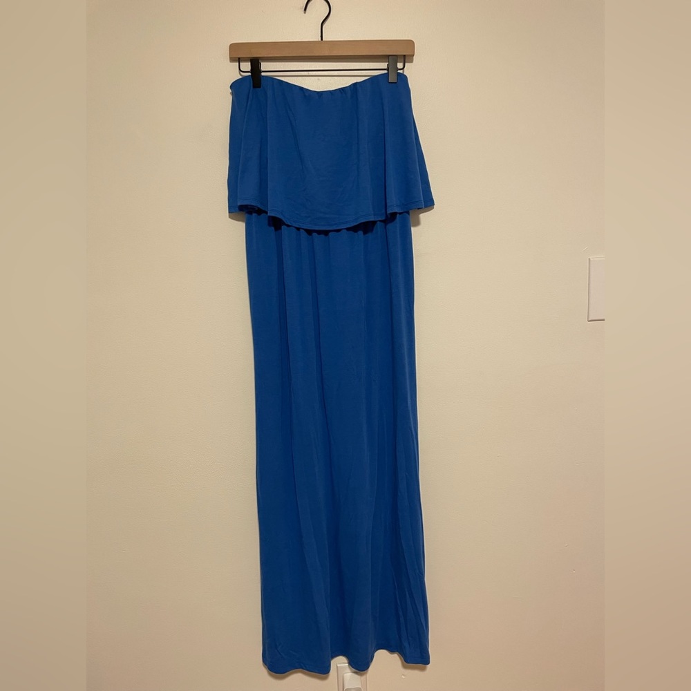 Charming Charlie Size M Blue Strapless Maxi Dress